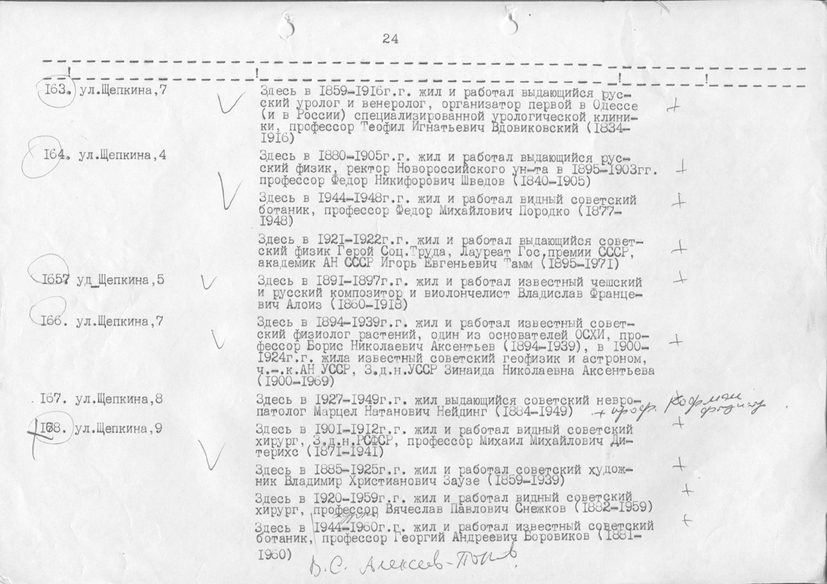 Одесса — Материалы по охране культурного наследия (Одесса и Одесская область)