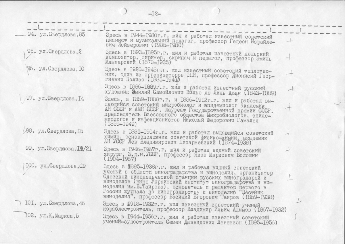 Одесса — Материалы по охране культурного наследия (Одесса и Одесская область)