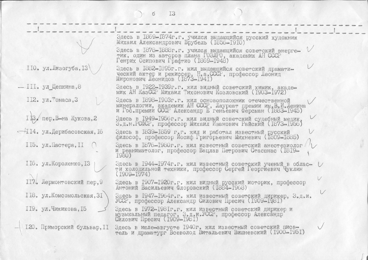Одесса — Материалы по охране культурного наследия (Одесса и Одесская область)