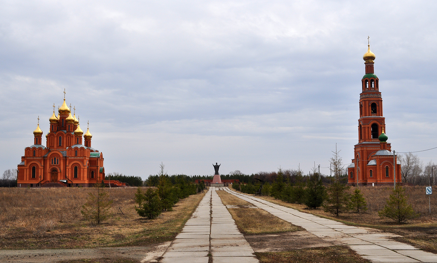 Omsky District, other localities, пос. Набережный, Монастырская улица, 12/4, Ачаирский женский монастырь Честного Креста Господня, Собор Успения Пресвятой Богородицы; пос. Набережный, Монастырская улица, 12/4, Ачаирский женский монастырь Честного Креста Господня, Колокольня с церковью Кирилла и Мефодия и церковью Константина и Елены