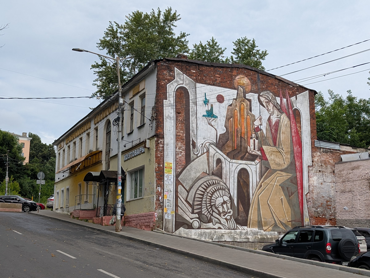 Владимир, Вокзальный спуск, 1. Монументальное искусство (мозаики, росписи, барельефы, сграфито)